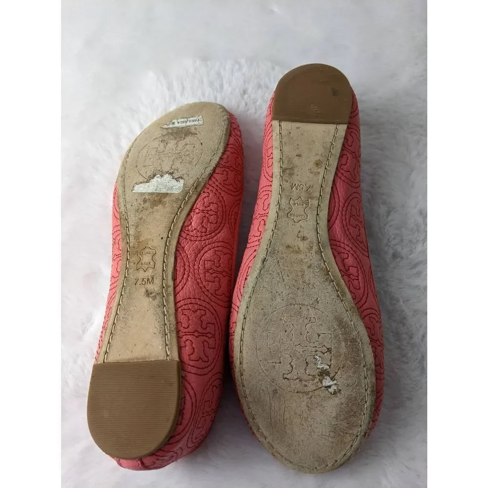 Tory Burch Chelsea‎ Pink Stitched Ballet Flats sz 7.5